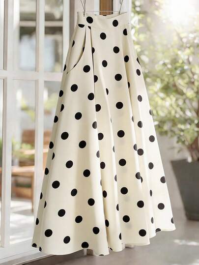 GlowEve New High Waist Polka Dot Pattern Slimming Elegant Women's Skirt Fall Cloth For Women