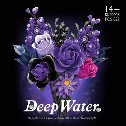 822pcs - Deep Purple Rose Building Block Set, An Elegant And Mysterious Model Of The Queen Of Flowers, A Perfect Home Decor , And The Best Gift For Valentine's Day Or Birthday.