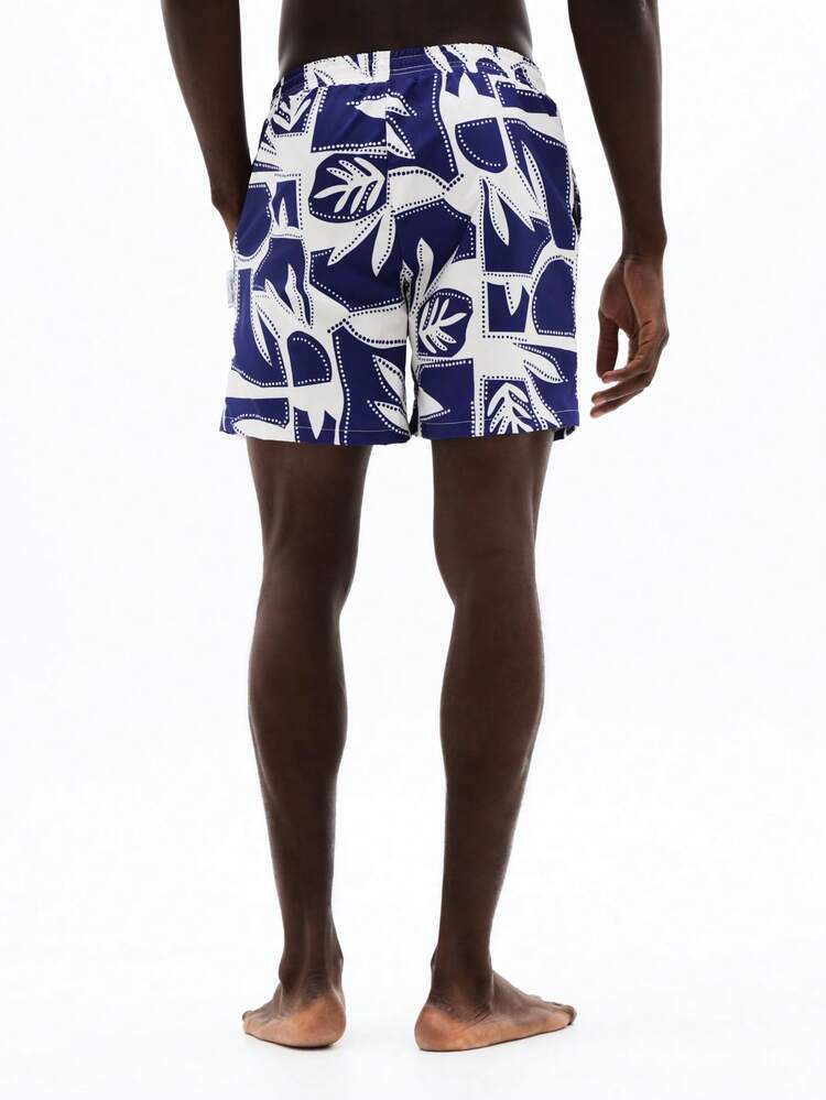 Abstract Botanical Print Swim Shorts
