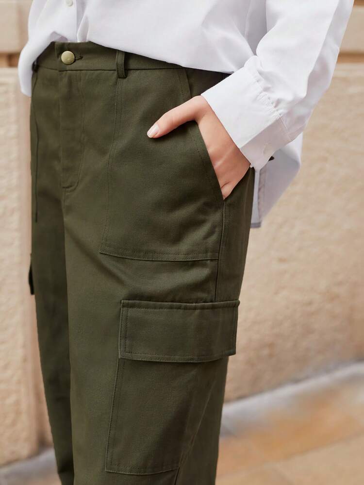 SHEIN Maija Women Plain Color Casual Daily Trousers, Minimalist Style,Festival