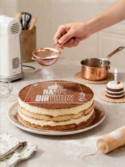 1 khuôn tạo hình Tiramisu bằng acrylic trong suốt, khuôn in hình bánh Tiramisu cá nhân hóa, khuôn bánh sáng tạo, khuôn thiết kế chữ chúc phúc khoét rỗng, dễ sử dụng, hình ảnh rõ nét, có thể tái sử dụng, thích hợp cho trang trí tiệc cưới, sinh nhật, trang trí bánh nướng, ngày lễ tình nhân và trang trí không khí tiệc tùng.