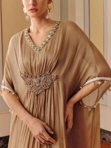 Anewsta Women's Long Summer Kaftan Dress, Elegant And Graceful Style, Suitable For Banquet, Cocktail Party, New Year, Christmas, Valentine's Day - Champagne - View 6