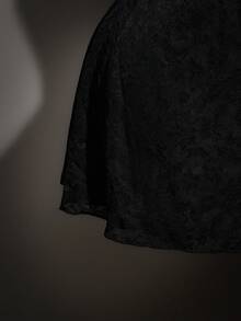 SHEIN ICON 大码女式复古中国风黑色蕾丝连衣裙 - 黑色 - 查看 8