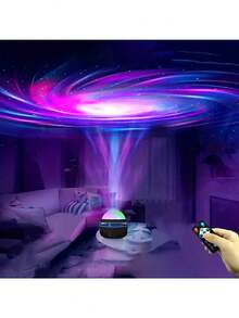 一款带遥控器的LED投影灯，多种颜色图案，星空投影，卧室夜灯投影仪，水波投影仪，星空投影仪，家庭影院天花板装饰，圣诞礼物装饰，情人节礼物，露营，婚礼装饰，浪漫夜灯。 - 1pc - 查看 8