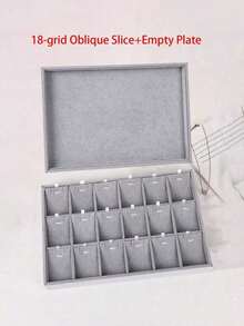 1 pieza/2 piezas Bandeja de joyería de terciopelo con 15/18 compartimentos para flores de hielo, soporte para exhibir accesorios, de vuelta a la escuela - Gris - Ver 9