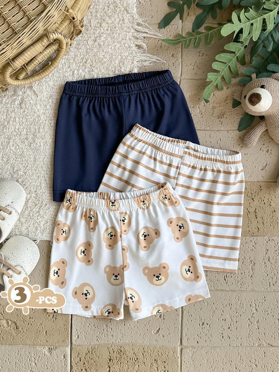 SHEIN Vintaside Kids 3件套男婴可爱恐龙印花套装，春夏款 - 彩色 - 查看 1