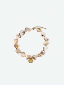 Opalesca 女士项链，珍珠/水晶，18K镀金，适合夏季/海滩/舞会/派对/假日/度假、订婚/结婚/承诺等场合，送给妈妈/女士/女孩/母亲 - 金色 - 查看 6