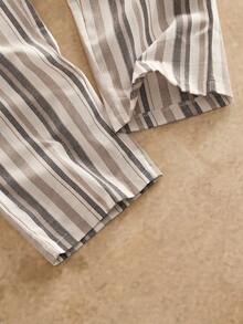 HIMLAND 男士休闲通勤条纹抽绳腰裤 - 彩色 - 查看 7