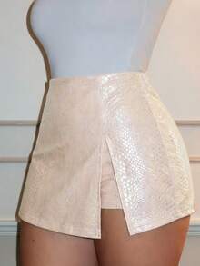 Falda pantalón estilo Y2K para mujer, para festivales, fiestas, fondo de mujer - Albaricoque - Ver 2