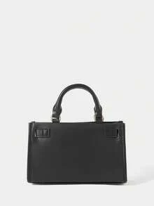 SHECARRY Fashionable Versatile Commuter Buckle Design Handbag - Black - View 5