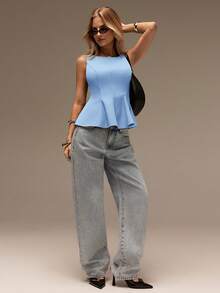 SHEIN Forever 21 Spring & Summer Women Romantic/Prom/Formal/Birthday/90s /Business Casual Woman/Elegant/Western Wear/Going Out/Fashion/Casual/Y2k /Club/Office /Cocktail/Vintage/Bodycon/Raves Festival/Funny/Classy/Old Money/Streetwear/Vacations/Country Concert/Work /Modest/Spring Break/Bachelorettes/Concert/Baddie/Basic/Graduation/A Line/Sleeveless Top - Blue - View 4