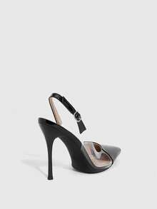 CUCCOO SZL Women's Pointed Toe Buckle Design Everyday Versatile Fashion High Heels Valentine's Day - Black - View 3