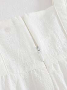 Cozy Pixies 女婴/幼儿碎花荷叶领无袖连体衣，休闲可爱乡村风时尚连体裤，适合日常、户外活动、假日、派对等场合穿着。 - 米色 - 查看 5