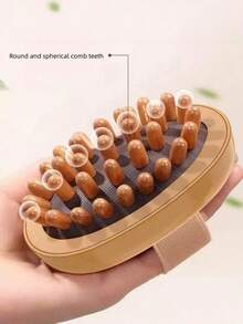 Body Anti Cellulite Brush Soothing Wooden Essential Oil Spa Air Cushion Massage Hair Comb Scalp Massage Brush Body Massager Gym Accessories - Brown - View 4