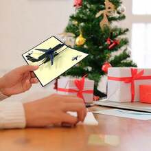 1pc 3D Airplane Model Greeting Card Creative Hand Hollowed Out Paper Paper Cuttings Party Gift Holiday Supplies Birthday Wishes Card,Back To School,School Supplies - Multicolor - View 4