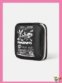 THE POWERPUFF GIRLS X SHEIN 1个印花洗漱包，旅行收纳化妆包，可装旅行必需品和化妆品 - 黑色 - 查看 2