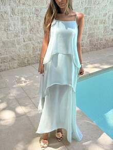 Aloruh 薄荷绿连衣裙，无袖纯色优雅度假连衣裙，鼠尾草绿连衣裙，复活节，圣帕特里克节，狂欢节，约会之夜，音乐会服装，乡村音乐会服装，休闲长裙，海滩度假服装，优雅长裙，生日礼服，舞会礼服，毕业礼服，伴娘礼服，婚礼及活动，婚礼派对礼服，节日礼服 - 藍色 - 查看 6