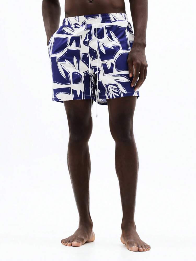 Abstract Botanical Print Swim Shorts