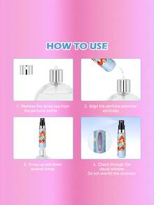 The Winx X SHEIN 5毫升/0.2盎司糖果色可重复灌装香水喷雾瓶，底部灌装，自压泵式，可爱甜美迷你便携化妆品瓶，带可视窗口，方便旅行和飞机携带，金色、粉色和蓝色 - 彩色 - 查看 6