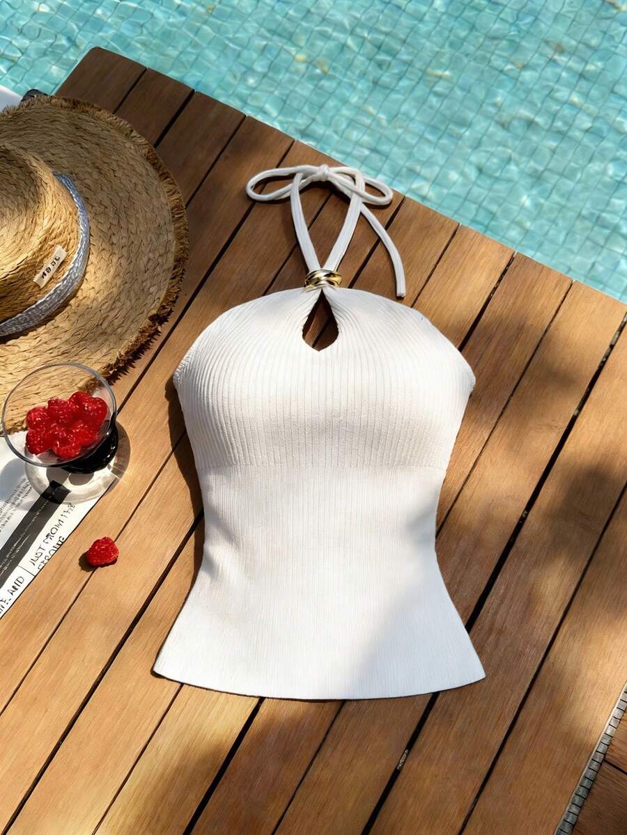 Franclia 新款性感镂空系带露背吊带针织吊带衫 白色挂脖上衣 白色夏季上衣 白色针织衫 无袖白色上衣 白色沙滩上衣 女士白色上衣 女士挂脖上衣 女士上衣和衬衫 女士无袖上衣 女士针织衫 夏季上衣搭配牛仔裤 女士穿搭灵感 女士春季穿搭 女士夏季穿搭 - 白色 - 查看 1