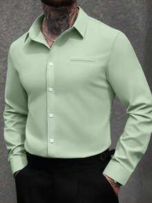 Manfinity Bizformal Men's White Casual Business Long Sleeve Shirt