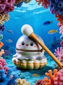 POKOJA LAND 1件梦幻水族箱木制鱼木鱼盲盒创意桌面摆件办公室装饰禅意冥想工具减压礼物成人收藏 - 彩色 - 查看 4