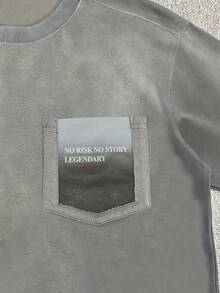 Manfinity Dauomo Casual Fashion Letter Print Short Sleeve T-Shirt For Men - Grey - View 5