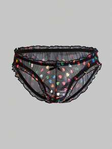 Men's Ruffled Heart Mesh Sexy Briefs - Multicolor - View 1
