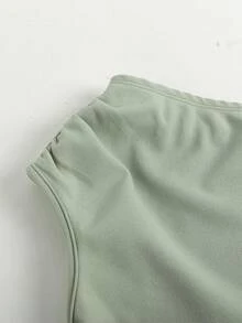 SHEIN Girlism 优雅派对纯色不对称领鱼尾连衣裙，适合青少年女孩。 - 薄荷綠 - 查看 4