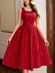 Vintamour Vintage Elegant Women's Dress With Pockets Jacquard Texture Vacation Holidays Party Long Dress Long Summer Dress For Women Summer Holiday Outfits Spring Outfit Women Spring Break Outfits Spring Clothing Valentine's Day Dress Valentines Day Dress Valentine Outfits For Women Valentines Day Outfit Elegant Dresses For Party Dresses For Women Elegant Party Dress Wedding Guest Dress For Women Birthday Dress For Women Birthday Outfit For Women - Burgundy - View 7