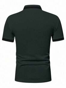 Manfinity Homme Men's Casual Knight Print Short Sleeve Polo Shirt, Summer - Dark Grey - View 2