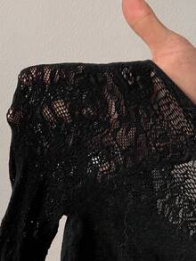 BamGleam Women's Sexy Hollow Out Mesh See-Through Jumpsuit - Black - View 9