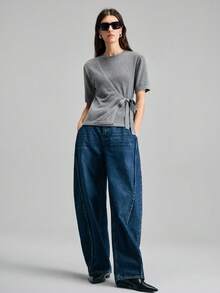 Ontre 2026 Spring/Summer New Gray Long Sleeve Tie-Waist Maxi Dress, Suitable For Modern Urban Parties, Back To School Season, Urban Minimalist Casual Daily Wear, Bohemian Style, Vacation, Festivals, Spring, Valentine's Day Carnival Outfit, Women Beach Party Elegant - Dark Grey - View 8