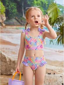 SHEIN Girls Mermaid Scale Print Bow Bikini Set, Cute & Lively Beach Swimwear For Summer Vacation Summer Vacation Thermal Christmas Holiday Festival New Years Valentines Swim Girls Swim Two Piece Kids Bikini Set High Waist Rainbow Two Piece Summer Two Piece Set Teens Swim Suit Cute Two Piece Swim Rainbow Two Piece Swimsuit Cute Two Piece Swimsuit For Kids Rainbow Pattern Swimsuit Two Piece Swimsuit For Girls Ruffled Kids Bikini Kids Swimsuits Girls 2 Piece 2 Piece Bathing Suit For Girls Tanking Kids Bathing Suits 2 Piece Young Girl 2 Pieces Ruffled Collar Knit Swimwear Set Bikini Top Swim Shorts Cute Dinosaur Swimsuit For Kids Rainbow Two Piece Kids Swimsuit Girls 2 Piece Young Girl 2 Pieces Swimwear Set Girls Bathing Suit Tankini - Multicolor - View 2