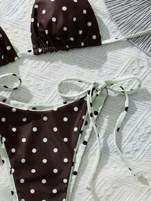 Swim Mod 双面可穿女士两件式泳衣，波点图案比基尼套装，适合游泳、水疗、度假 - 彩色 - 查看 5