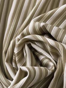 Linhara 大码女式条纹方领蝴蝶结双层下摆短袖上衣和阔腿裤两件套，休闲通勤复古时尚春夏/春秋夏季 - 彩色 - 查看 8