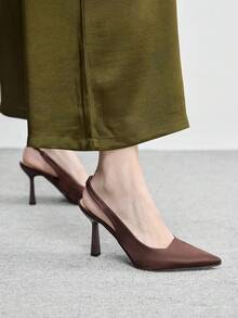 CUCCOO BIZCHIC Women's Pointed Toe Fashion Open Toe High Heel Pumps Spring Shoes Spring Break Easter Spring Shoes - Chocolate Brown - View 4