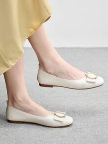 CUCCOO BIZCHIC Women's Metal Decor Casual Versatile Flat Shoes Spring Shoes - Beige - View 5