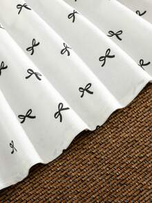 Cozy Pixies 2pcs/Set Baby Girl Bow Decor Round Neck Puff Sleeve Waist Tie Dress & Crossbody Bag,White And Black Summer Cute Family Matching Cotton Toddler Dress - Apricot - View 5