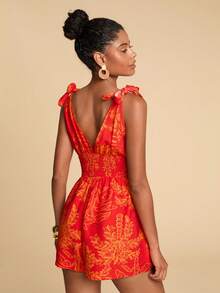 Travachic Women's Printed Waist Tie Jumpsuit, Suitable For Summer Vacation - Pink - View 2