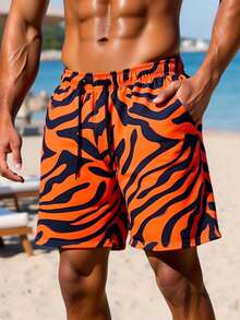 Manfinity Swimmode 男士休闲印花沙滩短裤 - 彩色 - 查看 1