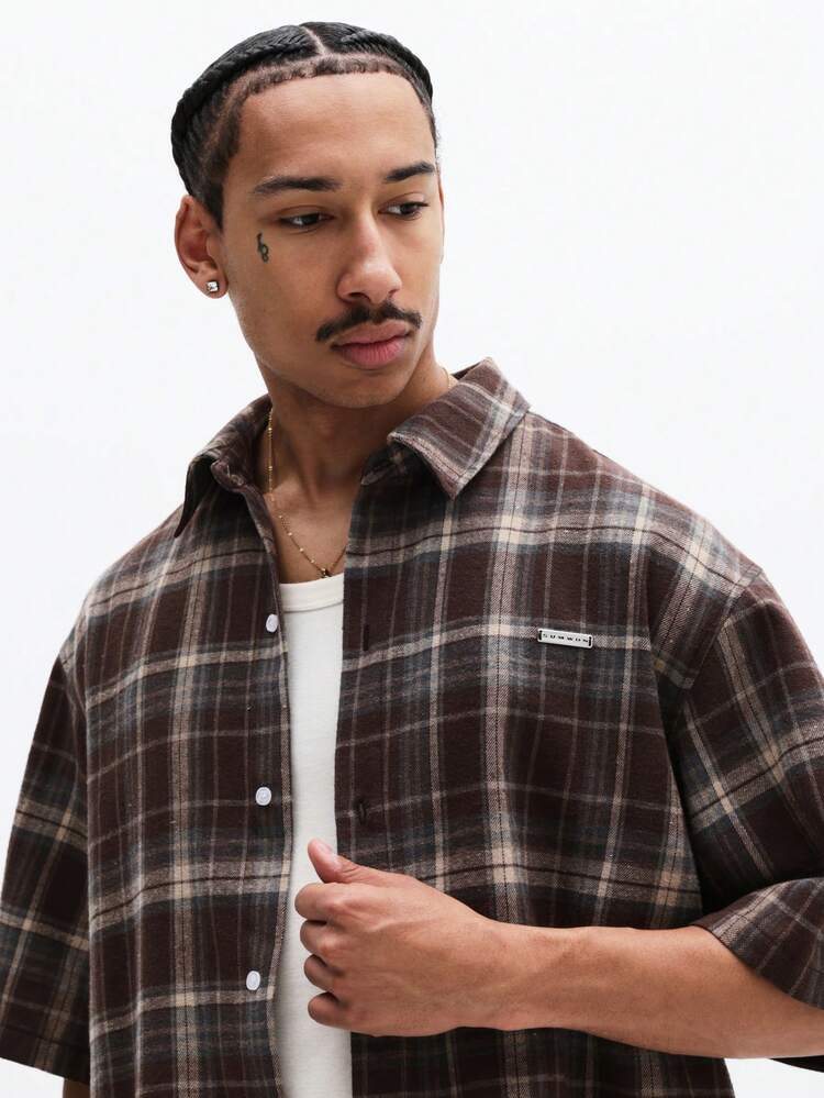 Plaid Button Down Short Sleeve Shirt