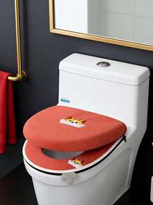 Toilet Seat Cushion Two Pieces Set, Four Season Universal Household Seat Cushion With Lid, Toilet Seat Cushion, Toilet Cover Cover - Multicolor - View 5