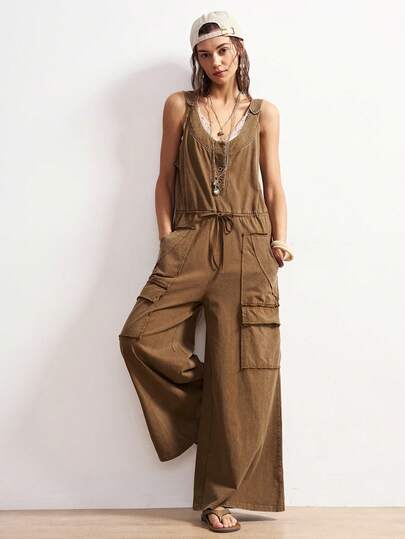 Bohemela Mono informal de punto sólido y suelto lavado para mujer