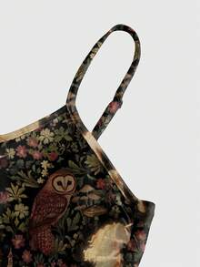 ROMWE Fairycore Đầm hai dây gợi cảm kiểu cung điện bí ẩn Gothic dành cho phụ nữ cỡ lớn - màu nâu - Xem 3