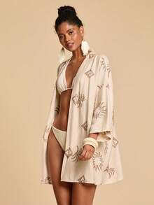 Travachic Women's Embroidered Pattern Long Sleeve Cover Up - Multicolor - View 5