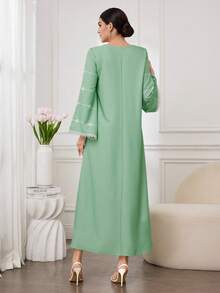 Al Najma 女士休闲印花流苏系领连衣裙 - 綠色 - 查看 2