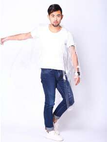 透明大帽檐时尚简约男女款户外风衣，适合徒步和骑行，可作雨衣穿着。 - 無色 - 查看 8