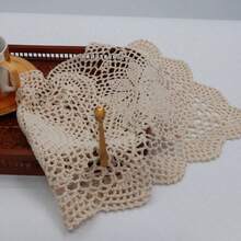 1 Piece/2 Pieces/4 Piece Set Of Handmade Crocheted Lace Placemats, Rectangular Lace Tablecloths, Heat-Resistant Coasters, Table Flags, Suitable For Table Decoration On Holidays Such As Thanksgiving And Christmas, Available In Beige/White - Beige - View 9