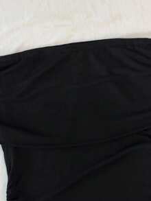 Glimmora 新款性感露肩T恤，复古露锁骨修身吊带背心 - 黑色 - 查看 5